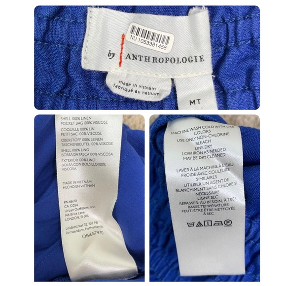 Anthropologie The Somerset Pull-On Pants: Linen Edition in Cobalt Blue Size MT - Picture 7 of 16
